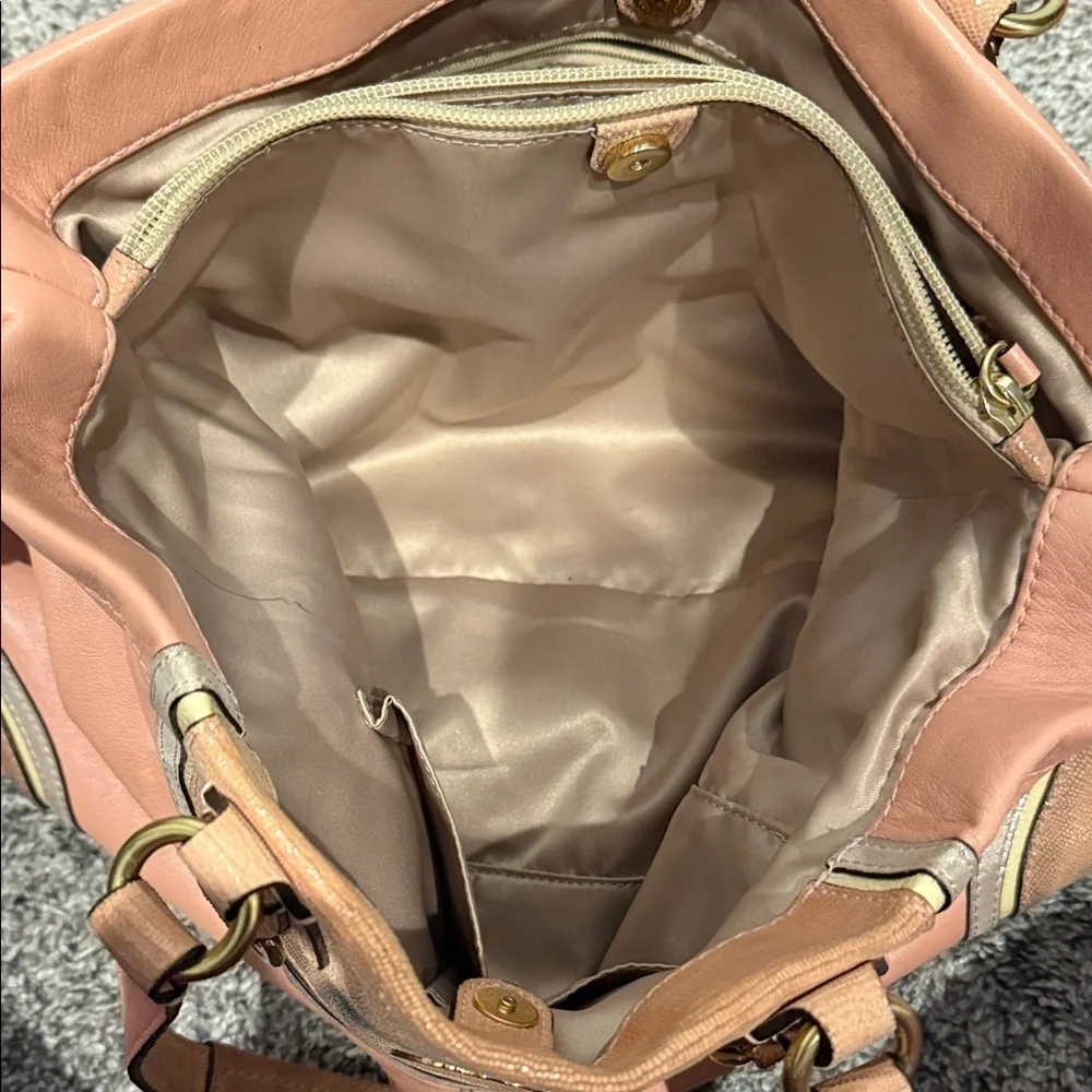 Coach Peach and Tan Leather Pink Shoulder Bag tote purse vintage designer y2k - Picture 14 of 14